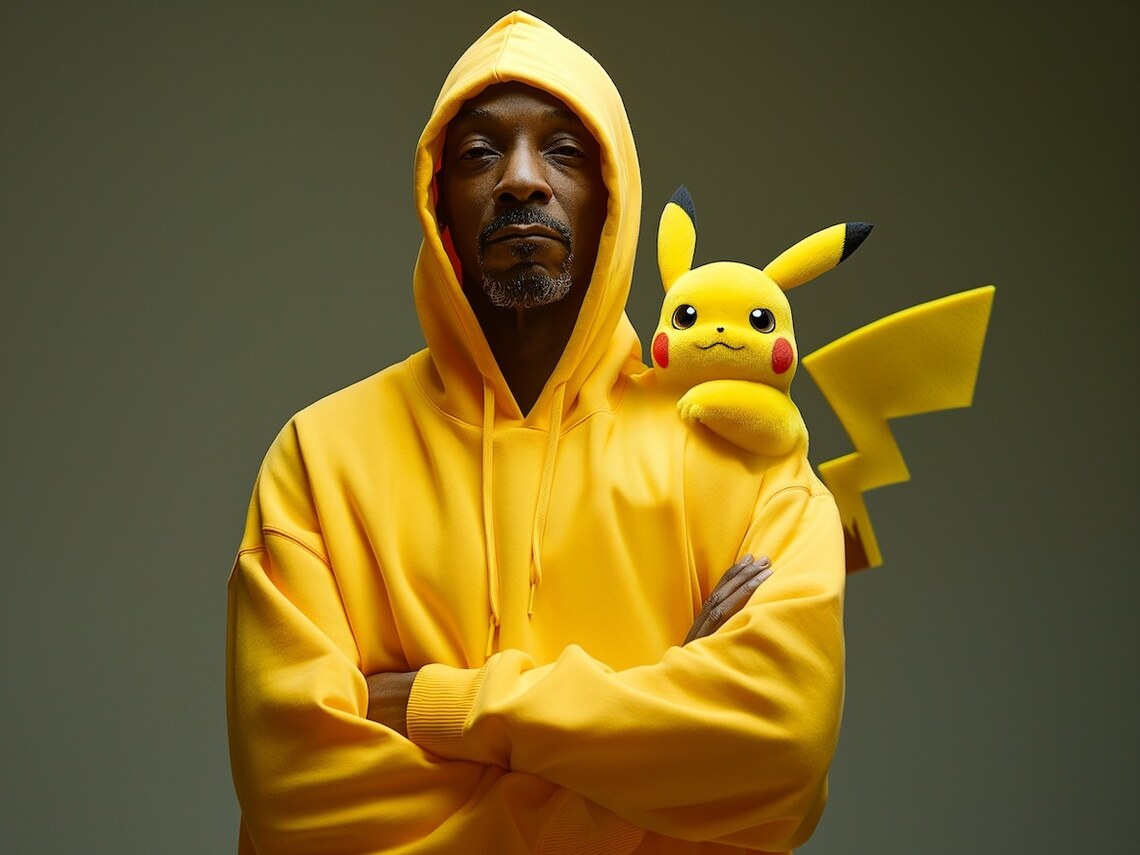 AI image of Snoop with Pikachu on shoulder